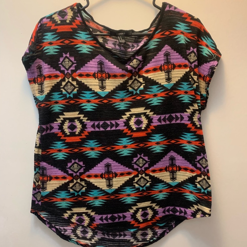 Forever 21 *black with colorful tribal print tee